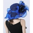 thumbnail image 5 of Women Organza Hats Flower Decoration Wide Brim Occasion Event Church Dress Sun Hat, 5 of 6