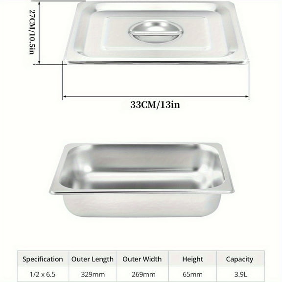 [4pcs Stainless Steel Trays] 4pcs Stainless Steel Serving Trays with Lids - Commercial Buffet Trays for Restaurants and Catering - No Power Required - Made of High-Quality Stainless Steel