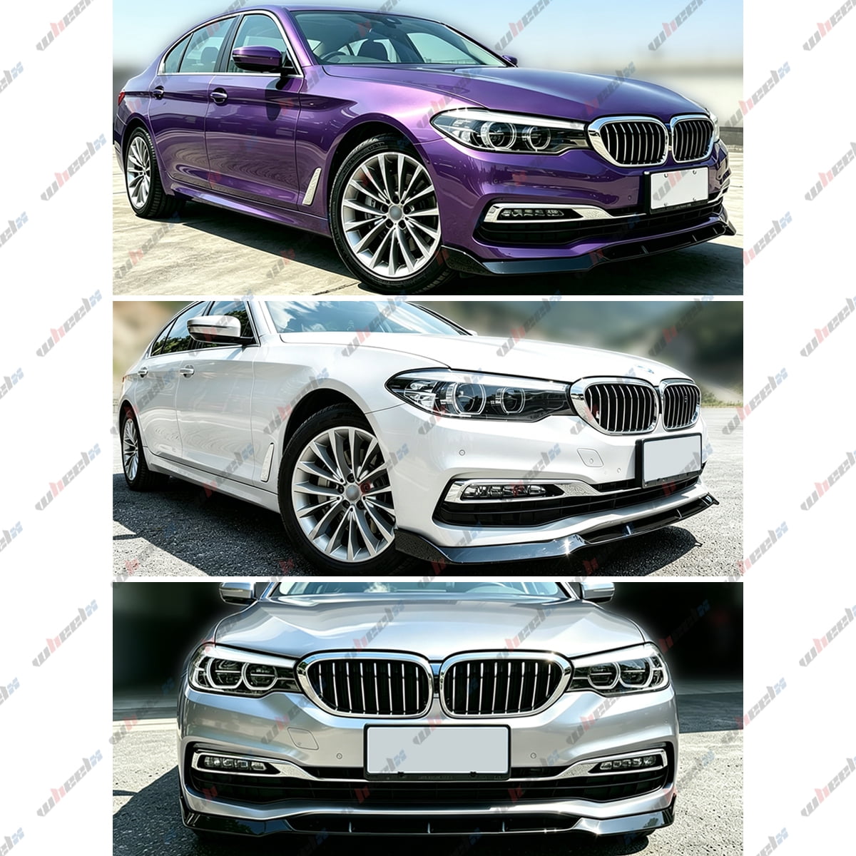 Front Bumper Lip Splitter Spoiler Compatible with BMW 5 Series G30 G31 G38 (Base Model Only) 2017 2018 2019 2020 530i/ 530e/ 540i, 3pcs Kit Accessories Air Chin Body Protector (Glossy Black)