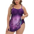 thumbnail image 5 of WREESH Womens Plus Size Swim Dress Tankini Swimsuits Fashion Bikini Set Swimsuit Two Piece Filled Solid Swimwear Beachwear Bathing Suit Purple, 5 of 5