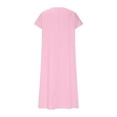 thumbnail image 4 of Robe Décontractée en Lin Col en V Manches Courtes Ample pour Femmes, Robe de Jour Confortable Couleur Unie, 4 of 5