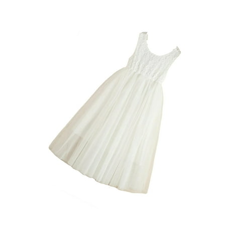 

Party Plain Round Neck A Line Sleeveless White Toddler Girls Dresses (Girl s)