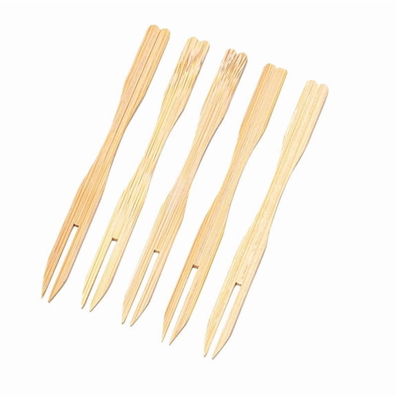 500Pcs Bamboo Appetizer Forks, 3.5 Inch Mini Forks ,Disposable Wooden Small Fruit Food Picks