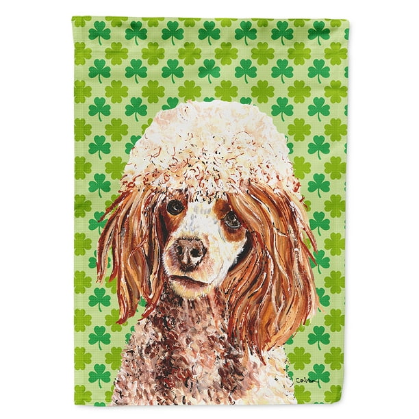 Red Miniature Poodle Lucky Shamrock St. Patrick's Day Flag Canvas House ...