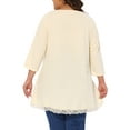 thumbnail image 3 of Agnes Orinda Plus Size Blouse for Women Waffle 3/4 Sleeve Round Neck Lace Panel Loose High Low Hem Tops 3X Beige, 3 of 6