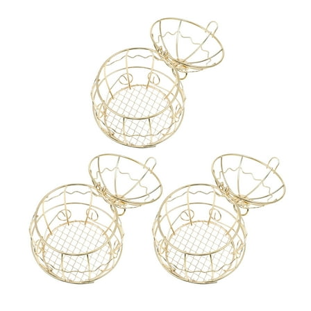 3 Pcs Hooks Bird Feeder Hanging Suet Balls Feeder 7X7X9.5CM Golden