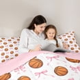 thumbnail image 4 of Erosebridal Cute Basketball Twin Bedding Sets for Kid, Pink Kawaii Bow Bedding Comforter Set, 7-Piece, 4 of 6