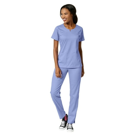 

WonderWink Scrubs Set PRO Women s Notch Neck Top & Knit Waist Pant