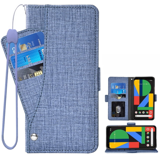 Compatible avec Google Pixel 4 Étui Portefeuille en Cuir à Rabat Porte-Cartes Support Accessoires pour Cellulaire Porte-Monnaie Fente pour Pièce d'Identité de Crédit Étuis de Téléphone pour Pixel1 Femmes Hommes Bleu