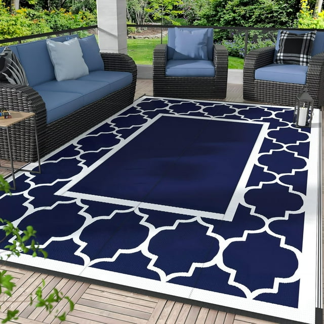 Outdoor Rug for Patio Decor Foldable Reversible Plastic Straw Area Rugs Mat for Camper Outside Carpet for Rv Deck Porch Picnic Beach Balcony