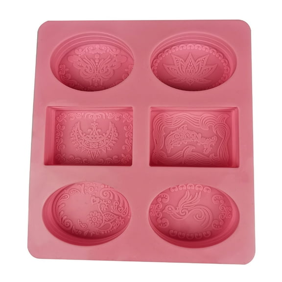 Silicone Soap Mold, 6 Cavities Soap Making Mould Mixed Patterns Hand Craft Molds for DIY Handmade Soap Great Gift
