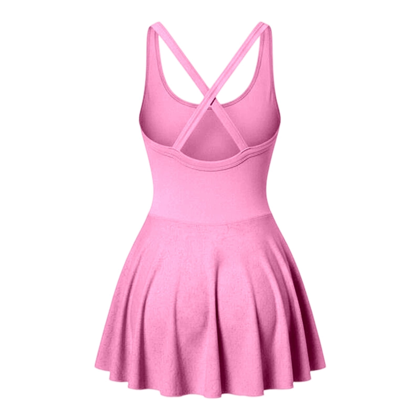 XIAONU Womens Sleeveless Mini Dress Square Neck Flared Hem High Waist Casual Athletic Dress