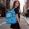 thumbnail image 4 of KUIFORTI Blue Shark Kids School Bag Large Capacity Backpack Student Backpack with Side Pockets Water Resistant Polyester 17 Inch for Teens Elementary Middle School, 4 of 7