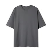 Besolor T Chemises Gros et gros Col rond Manche courte T-shirt classique Casual Couleur solide Été Basique Tee Tops pour homme