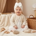 thumbnail image 2 of QHFBli Baby Turban Hats Bow Baby Beanie Breathable Toddler Cap for Baby Girls 0-24 Months, 2 of 3