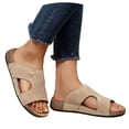 thumbnail image 3 of Womens Arch Support Slide Sandals Comfortable Breathable Slip On Round Toe Orthotic Flat Beach Slides For Daily Casual Walking Vacation Holiday, 3 of 7