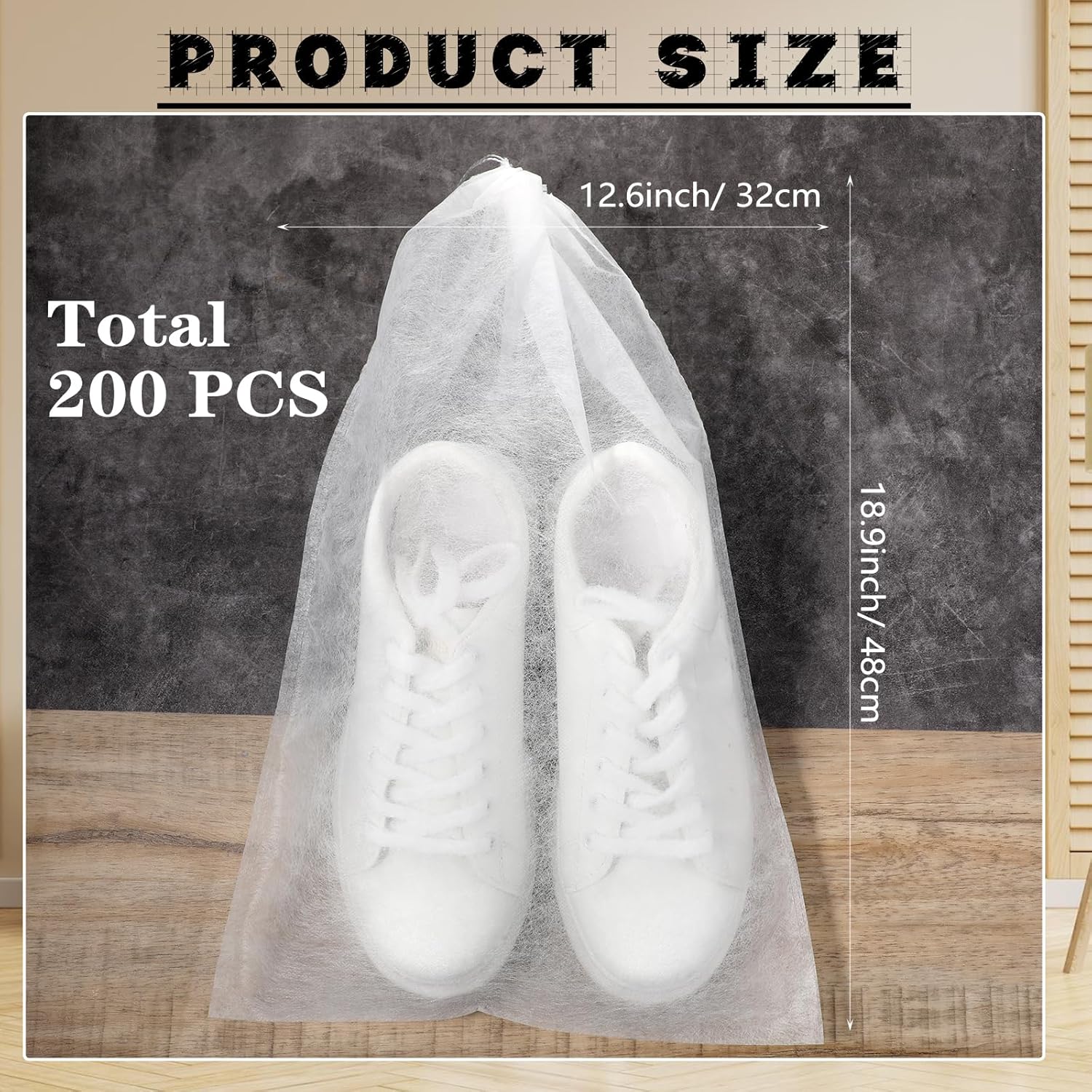200 Pcs Non Woven Dust Bags, Dust Proof Shoe Bag For Storing Shoes, Boots, Drawstring Storage Bag For Purses, Handbags, Breathable Dust Bag With Rope, Portable Storage Organizer, White