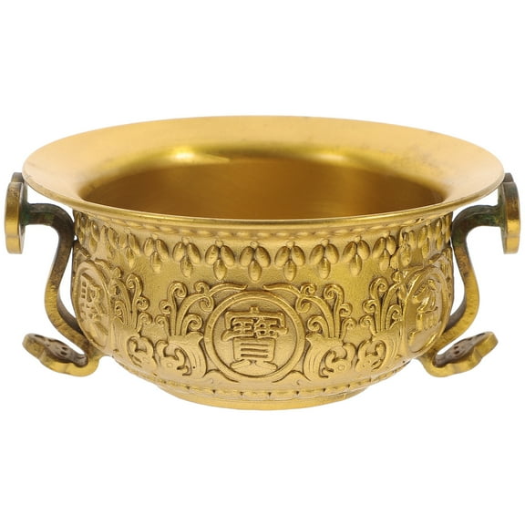 Toyandona Pedestal Bowl Decorative Golden Sacrificial Bowl Brass 1PC