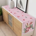 thumbnail image 4 of Valentine's Day Table Runner - 60 Inch Long, Kitchen Dining Table Runner Dresser Scarves, Cartoon Love Rose Floral Pink Romantic Farmhouse Decor for Coffee Tables Wedding Party Banquet, 4 of 8