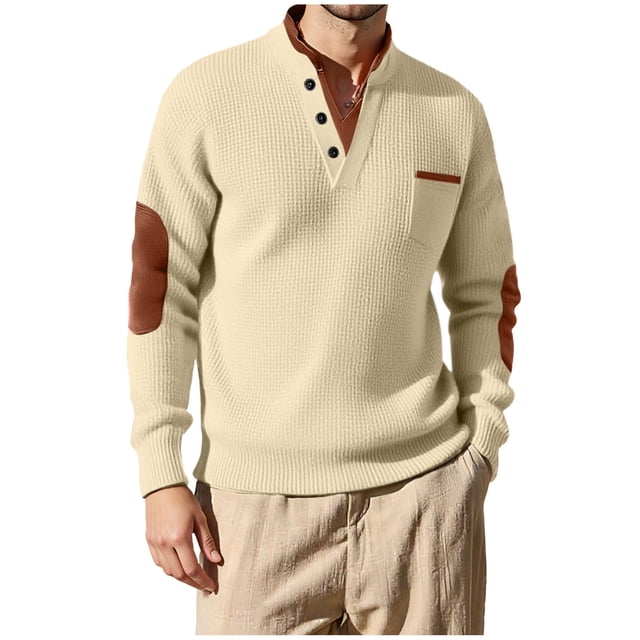 HAiming Mens Sweatshirt Causal Long Sleeve V Neck Button Shirts Fashion Fall Winter Workout Elthletic Clothes