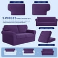 thumbnail image 6 of Subrtex 5-Piece Stretch Sofa Slipcover Sets with 2 Backrest Cushion Covers and 2 Seat Cushion Covers (Loveseat, Violet), 6 of 8