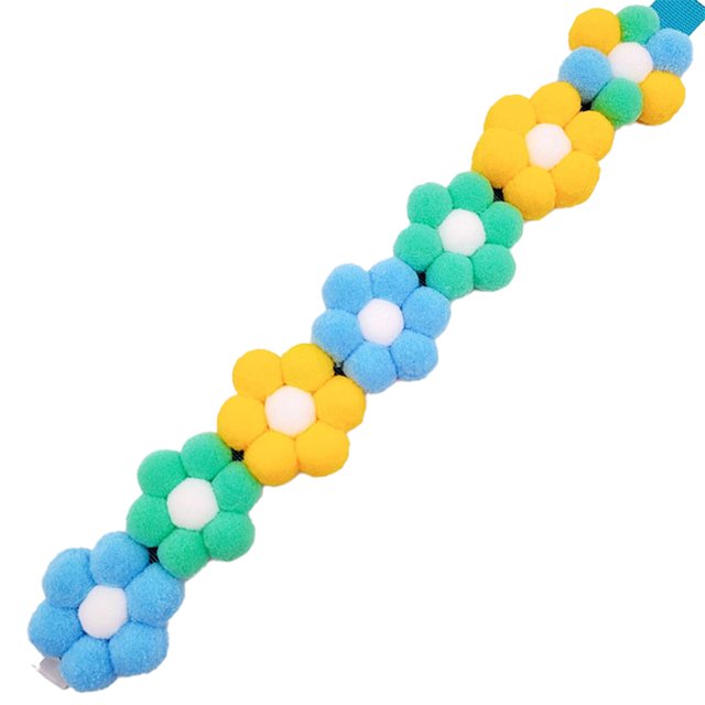 CAROOTU Soft Plush Dog Cat Collar Rainbow Flowers Decor Hook & Loop Pet Neck Strap Adjustable Length for Small Medium Breeds New