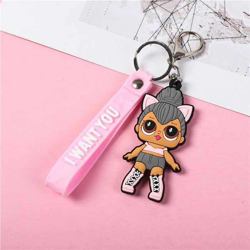 New lol surprise doll cartoon PVC soft rubber lanyard keychain car