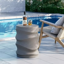 MOALCOFER 18" Concrete Outdoor Side Table Set of 2, Round Accent End Table for Patio, Small Garden Stool or Plant Stand, Indoor/Outdoor Use,Grey