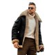 thumbnail image 1 of Men's Vintage Suede Jacket Lapel Fur Leather Jacket Cashmere Coat, 1 of 4