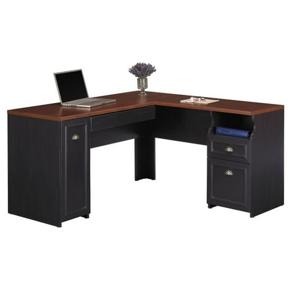 Kingfisher Lane L-Shaped Wood Computer Desk in Black