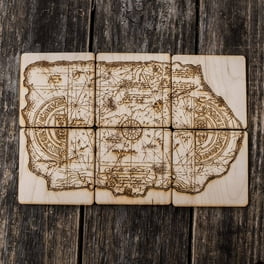 One Eyed Willie Treasure Map Wood Coaster Set of six 4x4in Raw Wood One Eyed Willie Treasure Map Wood Coaster Set of six 4x4in Raw Wood