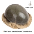 thumbnail image 3 of Thin Skin Male Hair Prosthesis Soft Full PU Base Men's Toupee Double Knot Brown Roots Ombre Blonde Color Hairpiece Wig Indian Human Hair System Units, 3 of 7