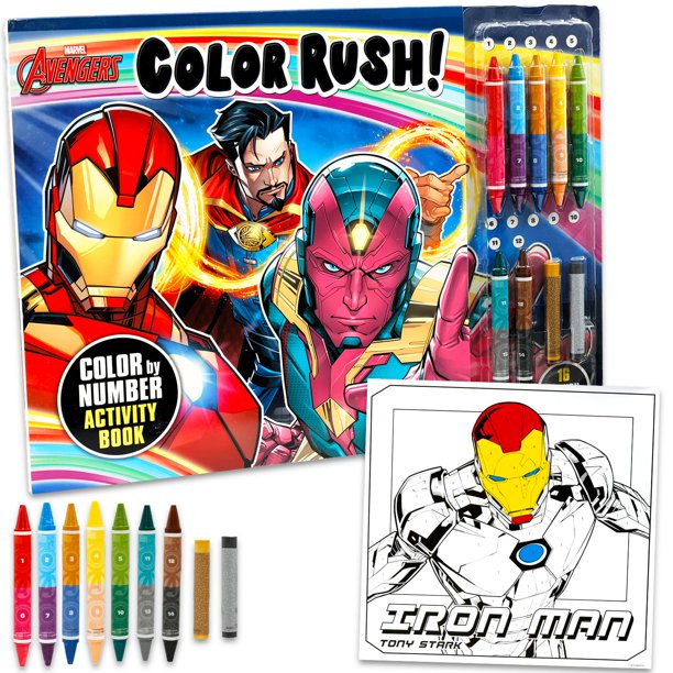 Set de Actividades Marvel Avengers para Colorear por Números con Crayones