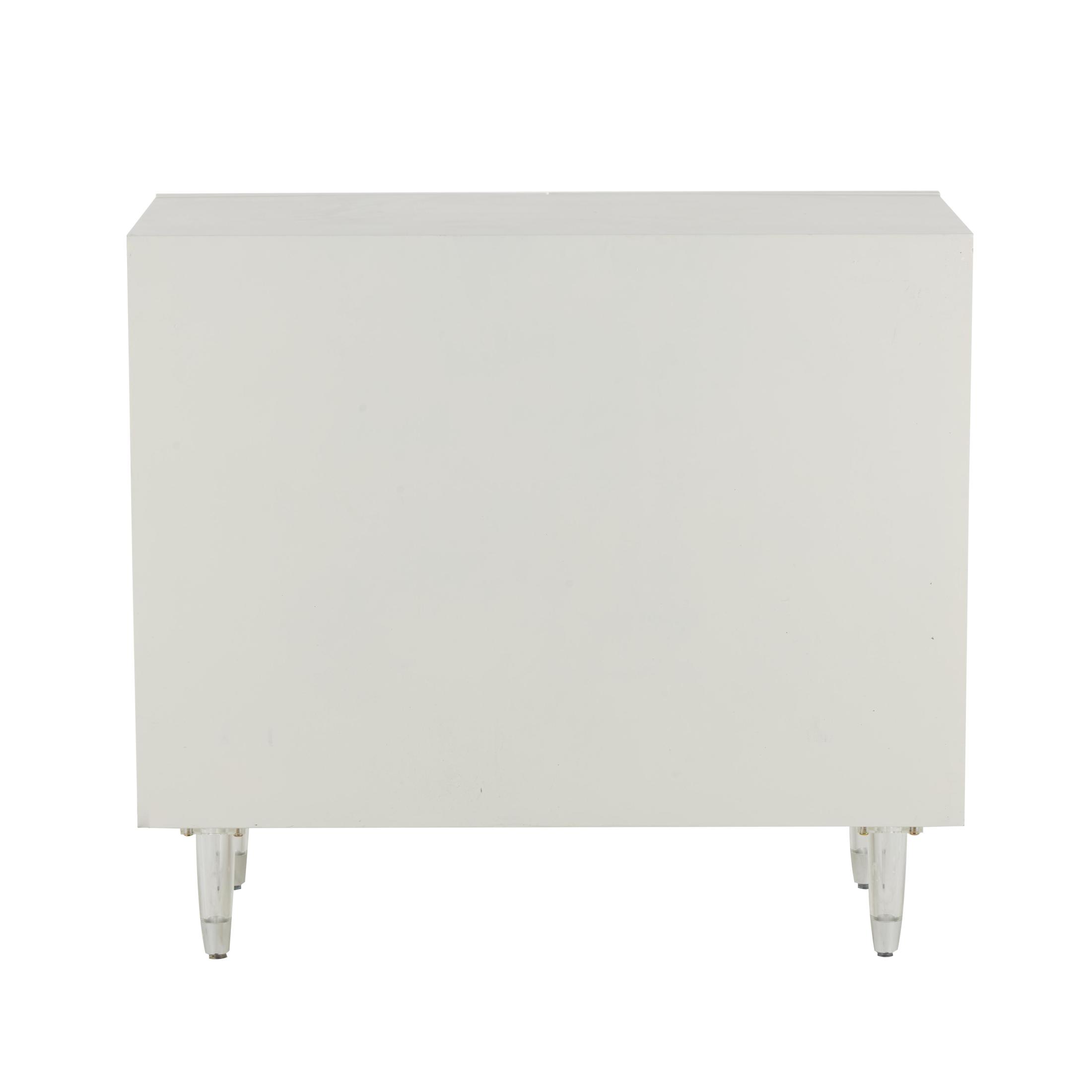 DecMode 35" x 32" White Wooden 2 Door Cabinet with Silver Knobs and Legs, 1-Piece