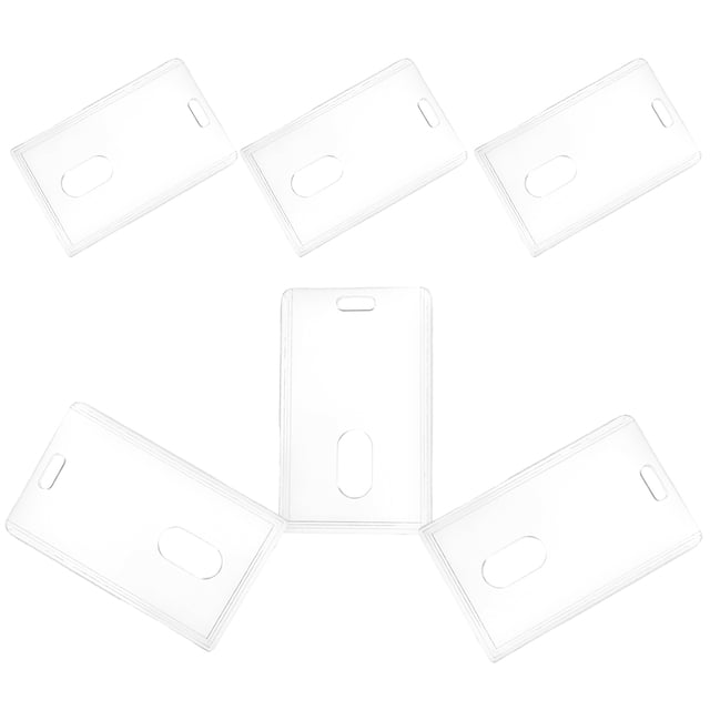 Mobutofu 6Pcs Card Sleeves Clear Card Protector for Library Cards Lanyard Compatible Rectangular