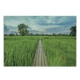thumbnail image 3 of Asian Cutting Board, Old Wooden Bridge Between Rice Field with Sunlight at Khonburi Thailand, Decorative Tempered Glass Cutting and Serving Board, in 3 Sizes, by Ambesonne, 3 of 5