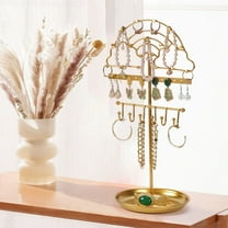 Jewelry Organizer Stand, Hanging Earring Rack Vertical Necklace Bracelet Storage Display with Butterfly Cloud Heart Design, Metal Jewelry Tree Holder for Vanity Dresser Store