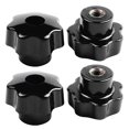 thumbnail image 1 of 10 pieces Black star grip knobs, female thread diameter 8mm, head diameter 40mm,10 x star-shaped knobs,Silver& Black, 1 of 8