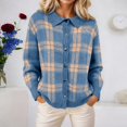 thumbnail image 2 of JIAYUE Women Plaid Knit Cardigan Collared Button‑Up Long Sleeve Sweater Relaxed Fit Outerwear for Fall Outdoor Wear, 2 of 5