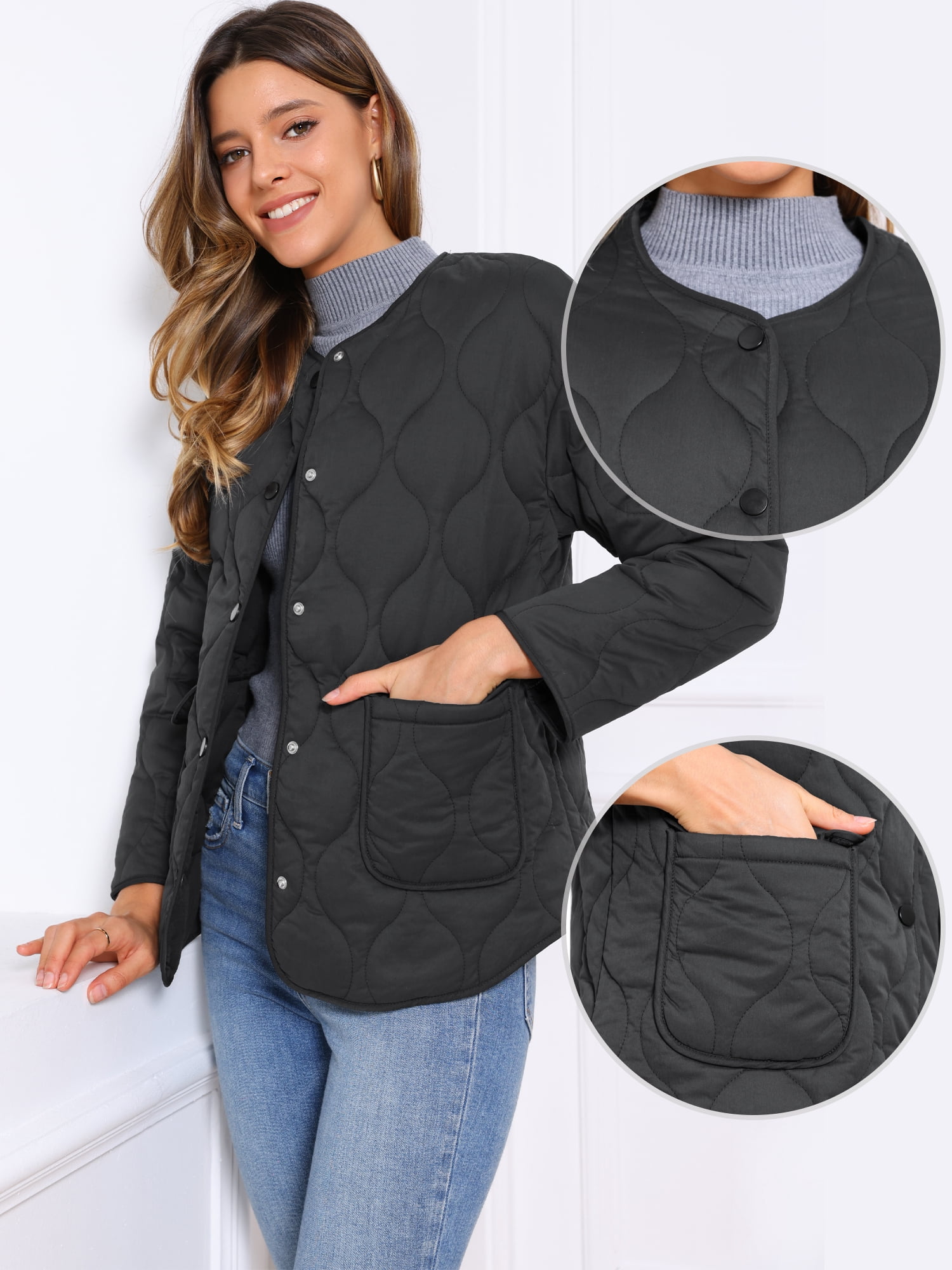 DARING DIVA Women's Puffer Lightweight Casual Jacket S Black