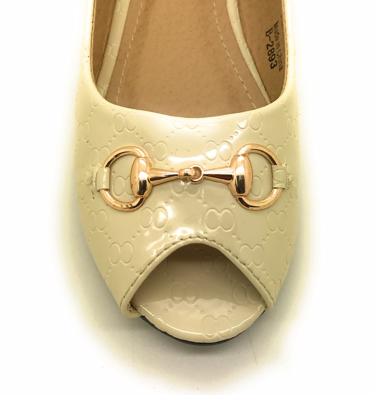 Victoria K Open Toe Gold Buckle Ballerina Flats (Women)