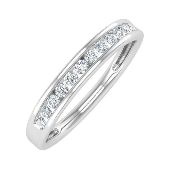 1/4 Carat Channel Set Diamond Wedding Band Ring in 14K White Gold - IGI Certified (Ring Size 7)