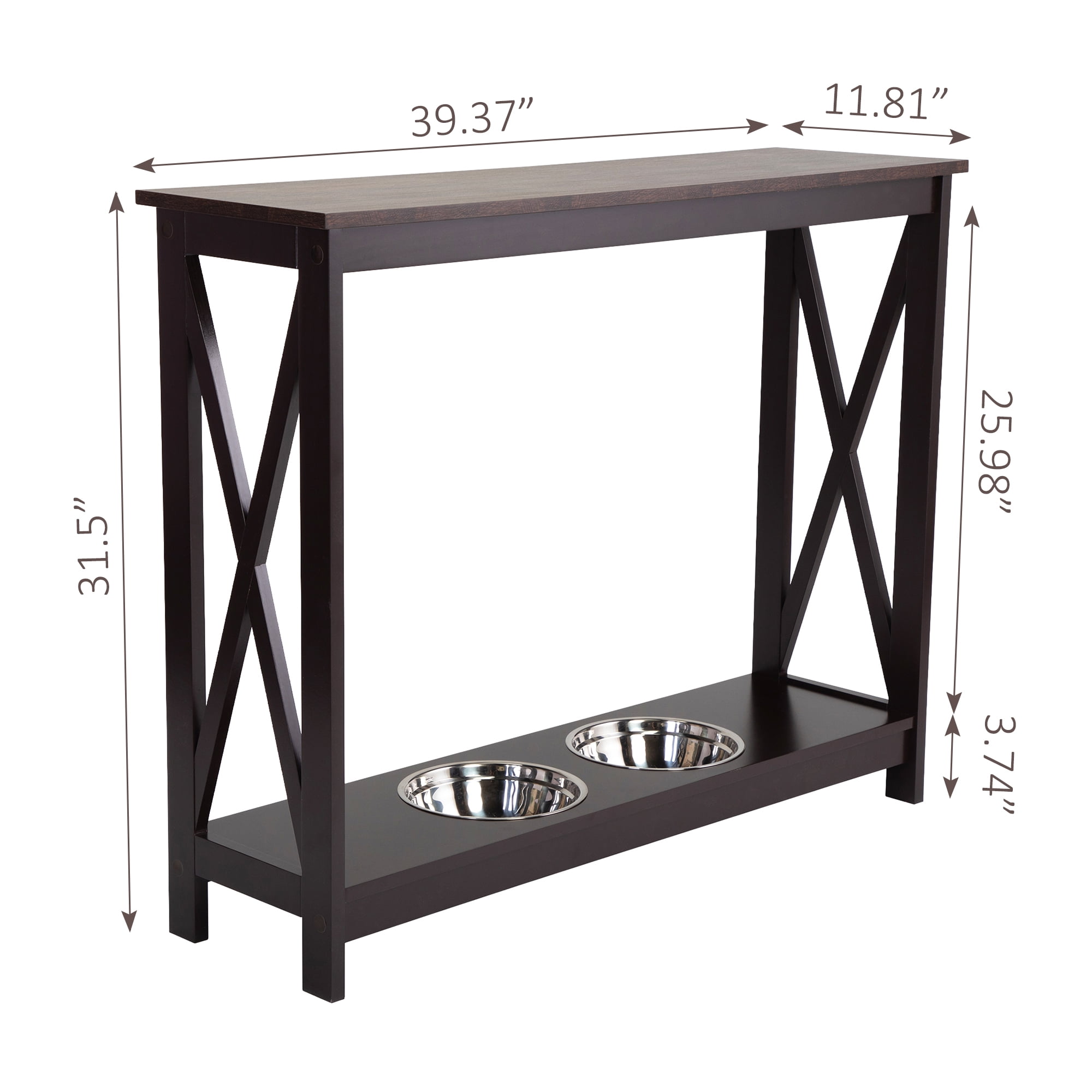 Private Jungle Console Table Hallway Stand, Narrow Sofa Side Table with Pet Feeding Station (Black) Private Jungle Console Table Hallway Stand, Narrow Sofa Side Table with Pet Feeding Station (Black)
