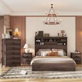 thumbnail image 2 of 4 Piece Bedroom Sets Queen Size, Bedroom Funiture Sets with Vintage Wooden Queen Storage Platform Bed Frame & 2 Nightstands & 1 Dresser, Dark Walnut, 2 of 6