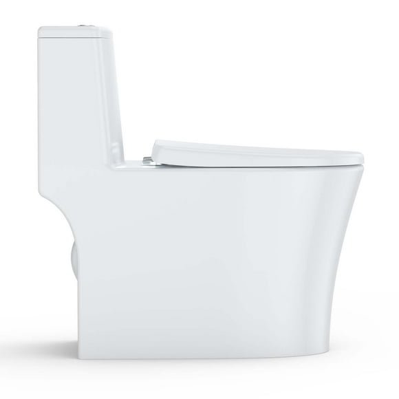 AKDSteel Elongated One Piece Toilet with V-Shaped Seat Cover - Dual Flush Top Buttons,3/4.8L,PP Lid,Powerful Top Flush, Comfortable Seat Height, Soft Closing Seat, Quiet Modern Bathroom Toilet