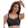 thumbnail image 4 of DARING DIVA Zip Front Lift Up Wirefree Full Soft Cup Breathable Bras L Black, 4 of 6
