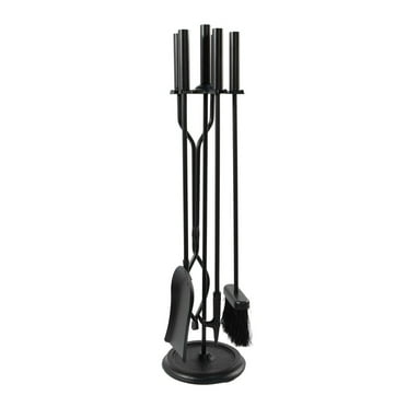 Minuteman International Neoclassic 5 Piece Iron Fireplace Tool Set, Black
