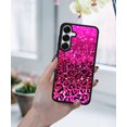 thumbnail image 5 of WIRESTER Shockproof Soft Rubber Cover Case for Samsung Galaxy S25 6.2" 2025, Hot Pink Glitter Sparkle With Black Pink Glitter Leopard, 5 of 5