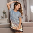 thumbnail image 3 of Balery Elephant Giraffe Camisón de manga corta con cuello redondo para mujer, cómodo y elegante., 3 of 6