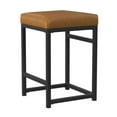 thumbnail image 6 of HomePop 24" Indoor Square Backless Metal Upholstered Counter Stool, Carmel Faux Leather, 6 of 10